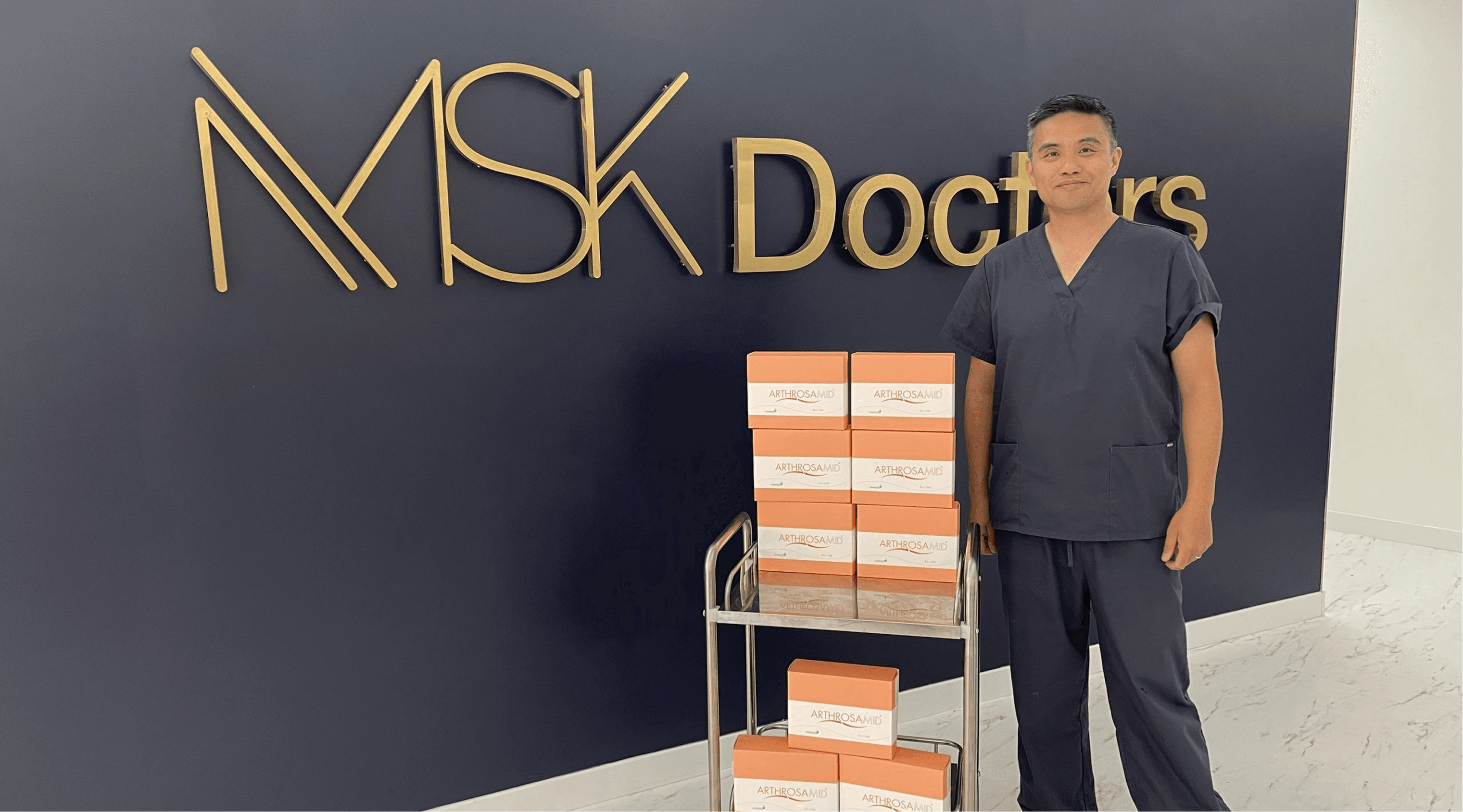 Professor Paul Y.F. Lee with Arthrosamid during independent clinical study work