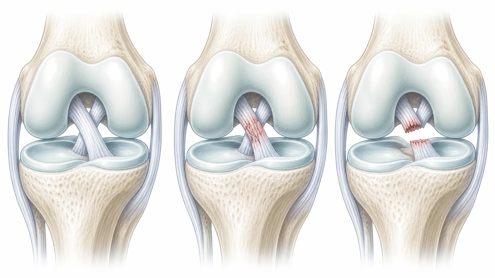 Selected partial ACL damage illustrated in the joint or tendon