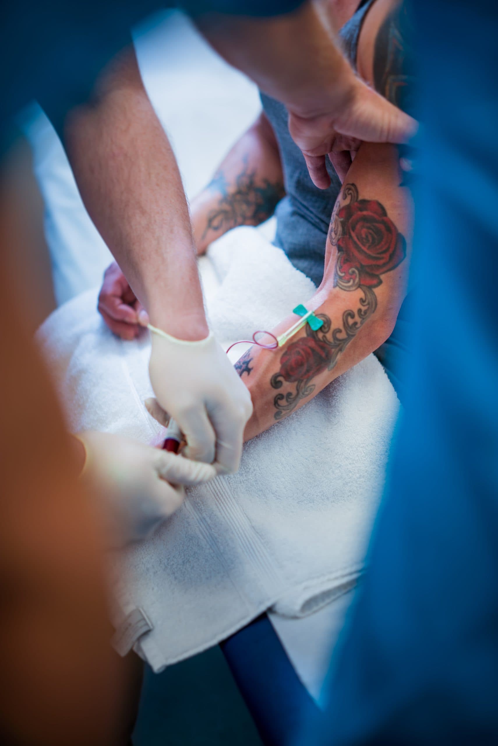 Blood draw procedure in clinic for regenerative treatment